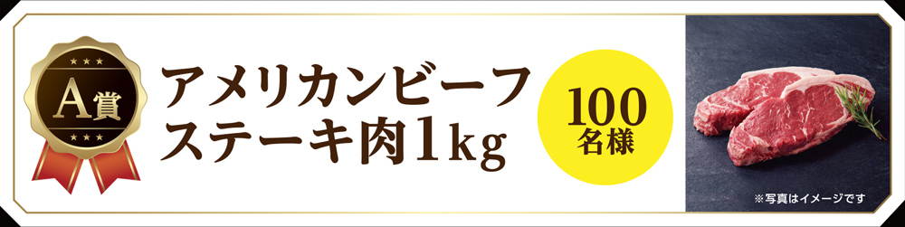 A賞 アメリカンビーフステーキ肉1kg 100名様